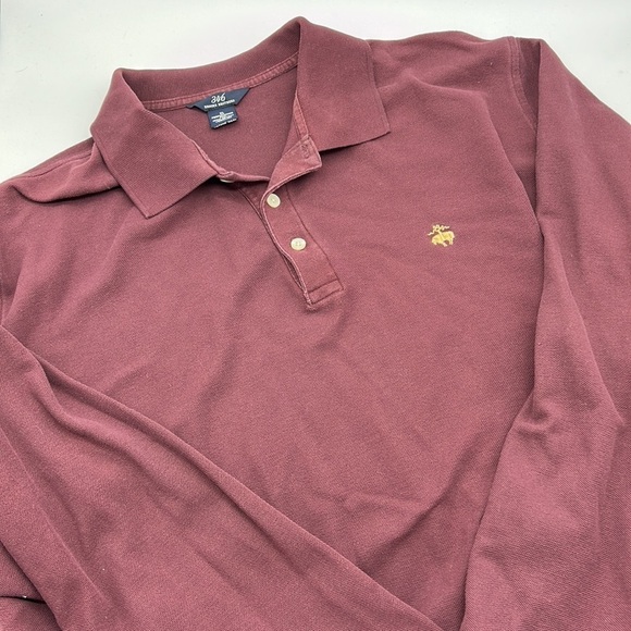 Brooks Brothers 346‎ Long Sleeve Shirt Men's XL Performance Knit Burgandy Cotton - Picture 1 of 6